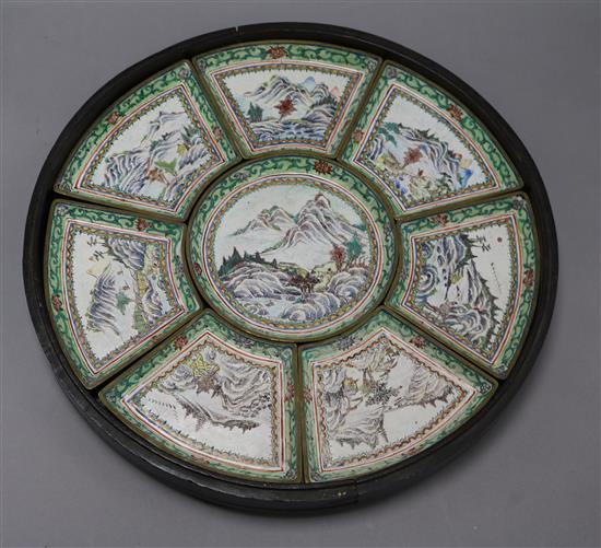 A Chinese enamel fish set